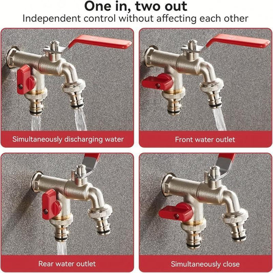 🔥Last Day 49% OFF🔥Universal Stainless Steel Double Outlet Garden Water Faucet