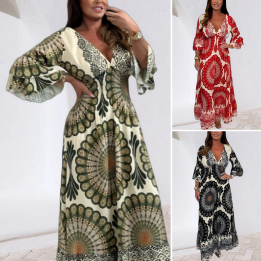 💖Big price reduction!🔥💖Women's Retro Boho Deep V-Neck Maxi Dress🔥