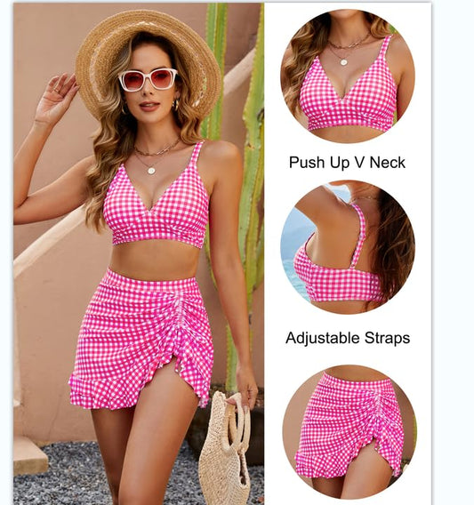 š2025 New Type 49% OFFš„High Waisted Bikini Sets Women's Tummy Control Gingham