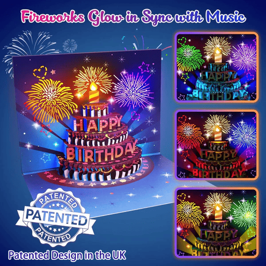 🔥Best Gift 50%OFF🎁Fireworks Pop Up Cake Light and Music Happy Birthday Card Gift