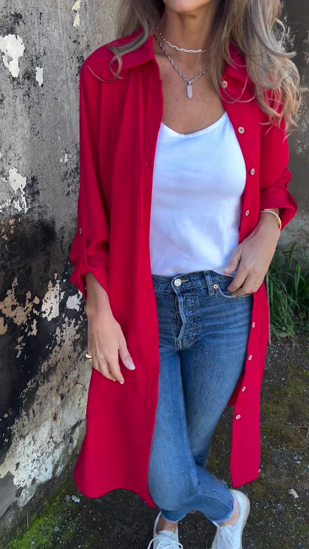 🔥LAST DAY 49% OFF🔥Women's Casual Lapel Solid Color Shirt Coat-10