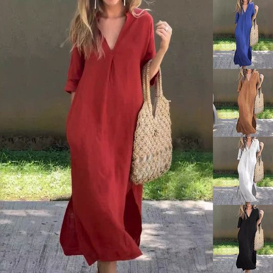 FREE SHIPPING⏰Last Day Hot Sale!!⌛🔥Big Sale 49% OFF🔥Elegant V-Neck Slit Dress