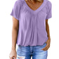 🏆Only £9.99 Last Day Promotion!🎁💖Women's Casual Pleated V-Neck Short-Sleeve Top