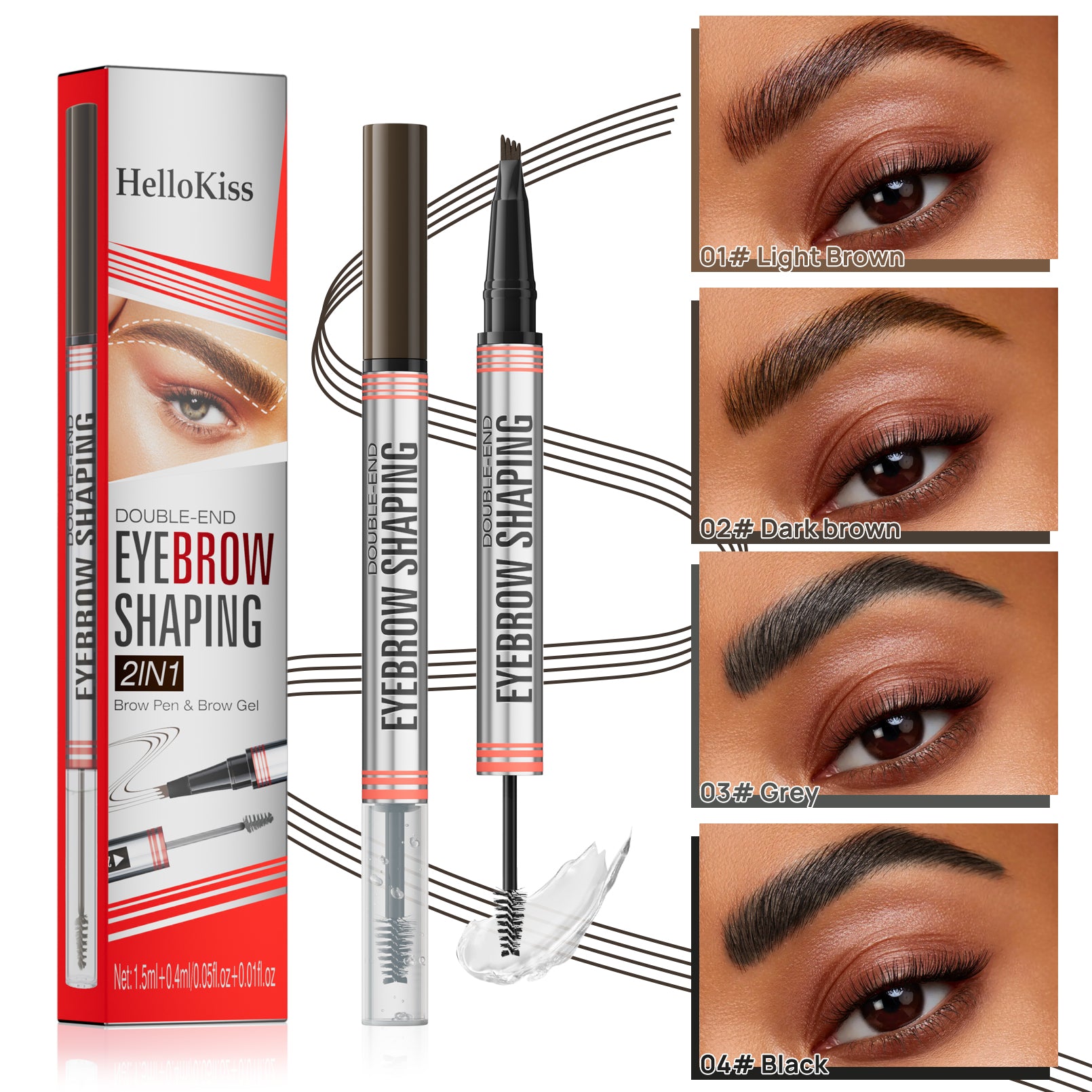 🔥PAY 1 GET 2 PCS🔥2-in-1 Brow Pen and Sealing Brow Gel for Real Fuller Eyebrows🥳-1
