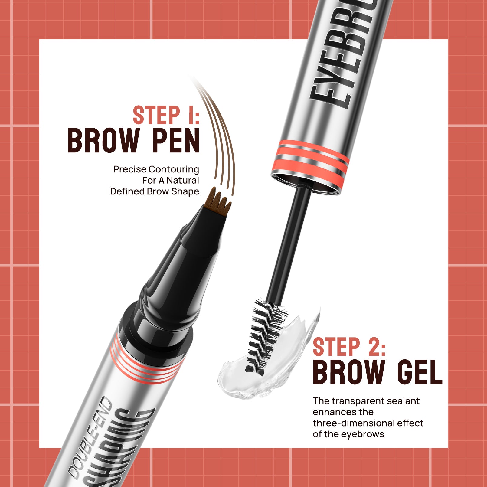 🔥PAY 1 GET 2 PCS🔥2-in-1 Brow Pen and Sealing Brow Gel for Real Fuller Eyebrows🥳-2