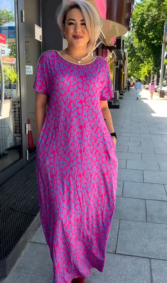 👗👗【M-3XL】2024 Fashionable plus-size Print Dress-1