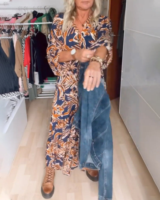 🔥LAST DAY SALE 49% OFF💃Printed v neck maxi dress