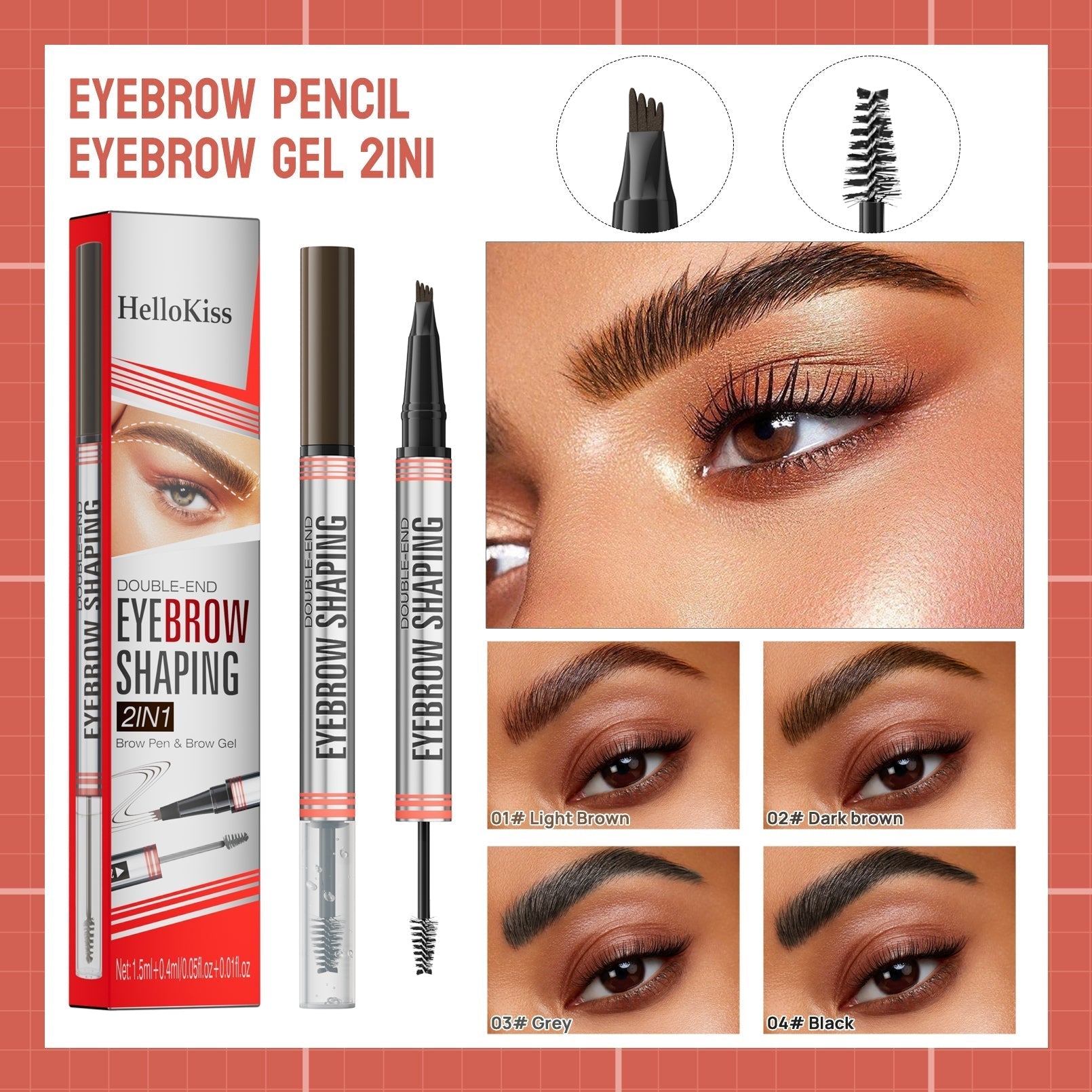 🔥PAY 1 GET 2 PCS🔥2-in-1 Brow Pen and Sealing Brow Gel for Real Fuller Eyebrows🥳-4