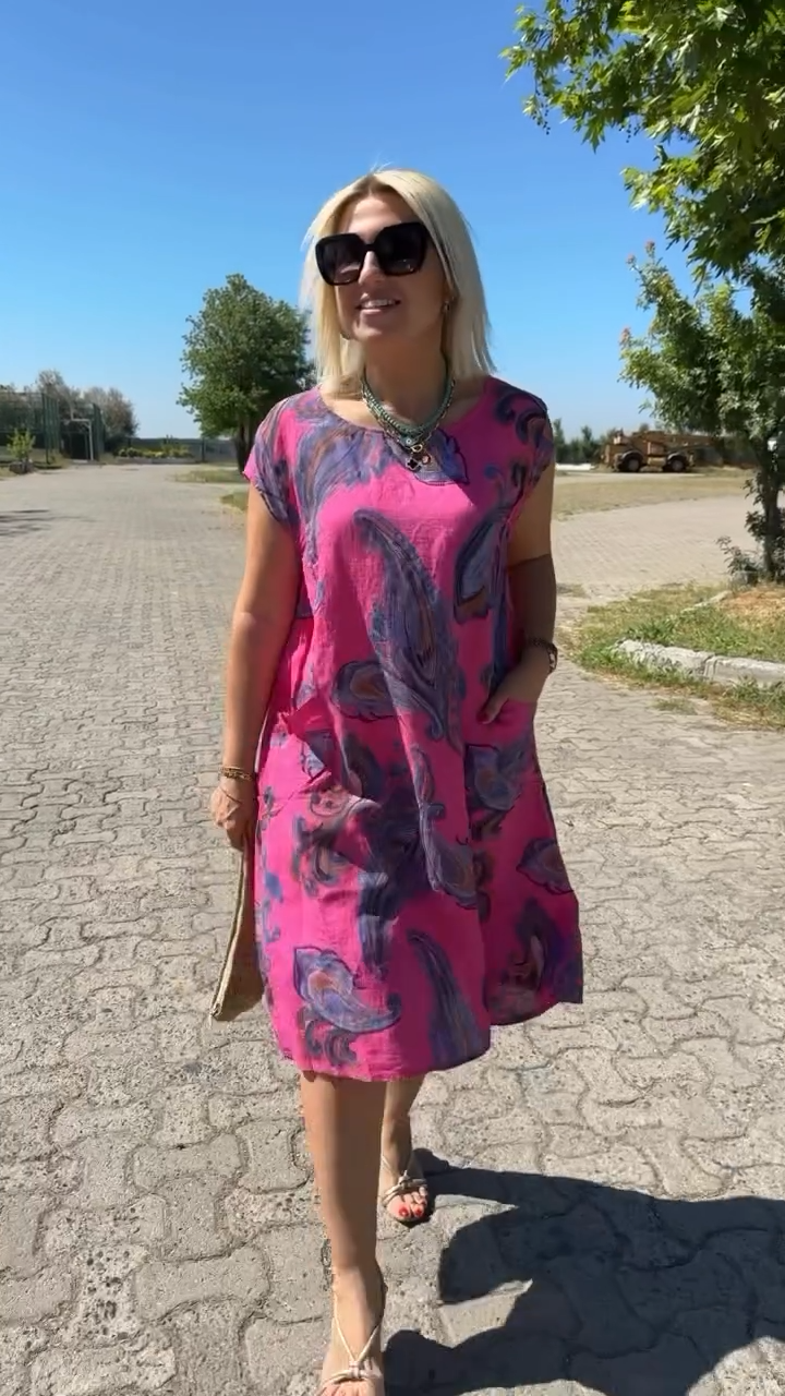 🔥Summer Sale 49% Off💝Printed Linen-Cotton Dress-2