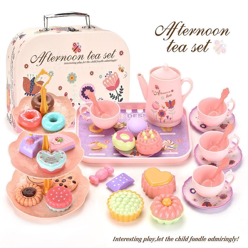 🎁HOT SALE 49% OFF🎁Unicorn Castle Pretend Tin Teapot and dessert rack set-3