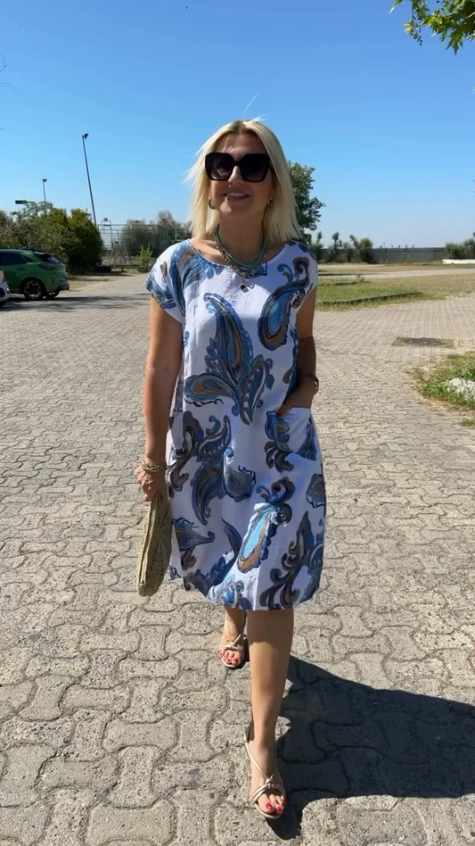 🔥Summer Sale 49% Off💝Printed Linen-Cotton Dress