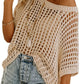 💥💥This Week's Special Price💥Women's Summer Scoop Neck ShortSleeve Sweater Casual Crochet Hollow Out KnitTops
