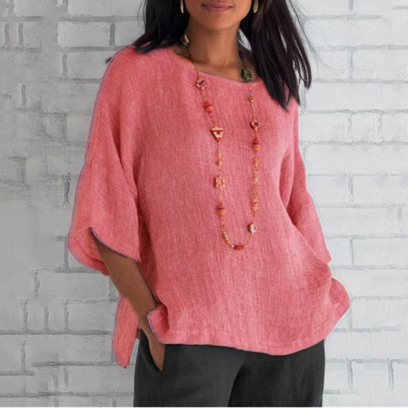 ⏰ Last Day Promotion 49% OFF💕Fashion solid color cotton linen top✨-4
