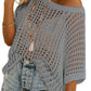 💥💥This Week's Special Price💥Women's Summer Scoop Neck ShortSleeve Sweater Casual Crochet Hollow Out KnitTops