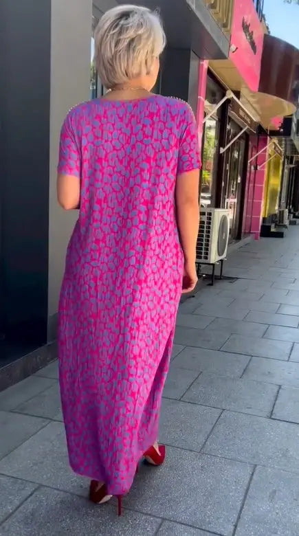 👗👗【M-3XL】2024 Fashionable plus-size Print Dress-4