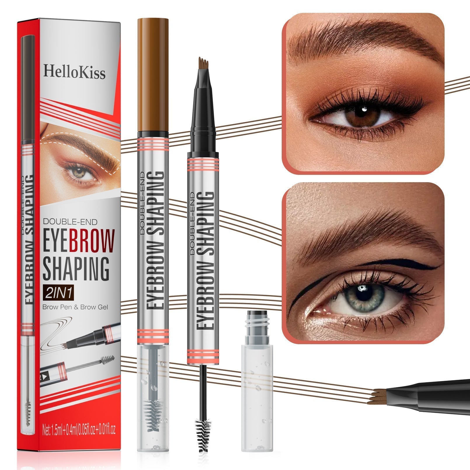 🔥PAY 1 GET 2 PCS🔥2-in-1 Brow Pen and Sealing Brow Gel for Real Fuller Eyebrows🥳-7