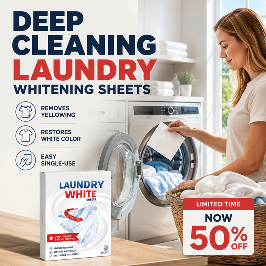 💥Deep Cleaning Laundry Whitening Sheets ✨Powerful Stain Remover Brightening Fabric Laundry Cleaning Sheets