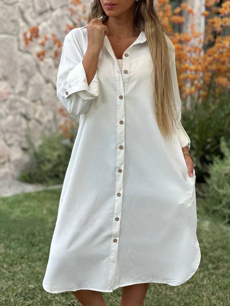 🔥LAST DAY 49% OFF🔥Women's Casual Lapel Solid Color Shirt Coat-8