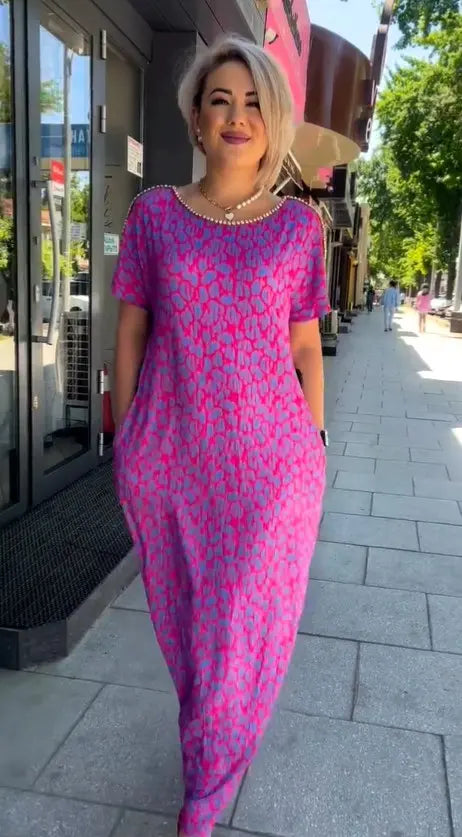👗👗【M-3XL】2024 Fashionable plus-size Print Dress-3