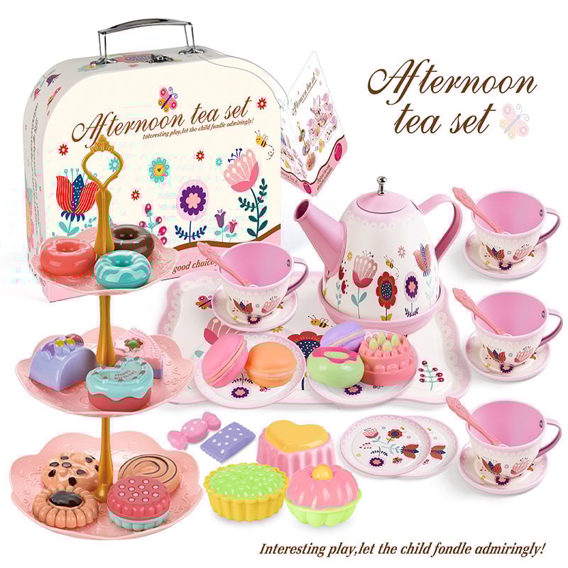 🎁HOT SALE 49% OFF🎁Unicorn Castle Pretend Tin Teapot and dessert rack set-12