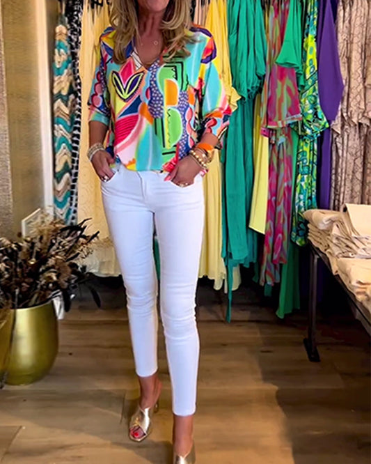 🔥Hot Sale 49% OFF🔥Long Sleeve Loose Printed Blouse