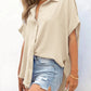 🔥Hot Sale 50% Off💥🎁Women's Casual Button Short Sleeve Slit Hem Shirt Solid Color Tops
