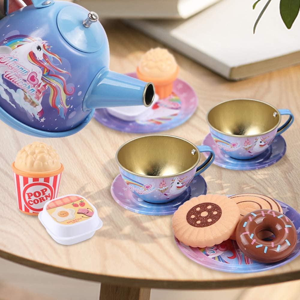 🎁HOT SALE 49% OFF🎁Unicorn Castle Pretend Tin Teapot and dessert rack set-2