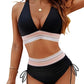 💃💃Summer Sale 49% OFF💃💃High Waisted Tummy Control Color Block Bikini Sets-12