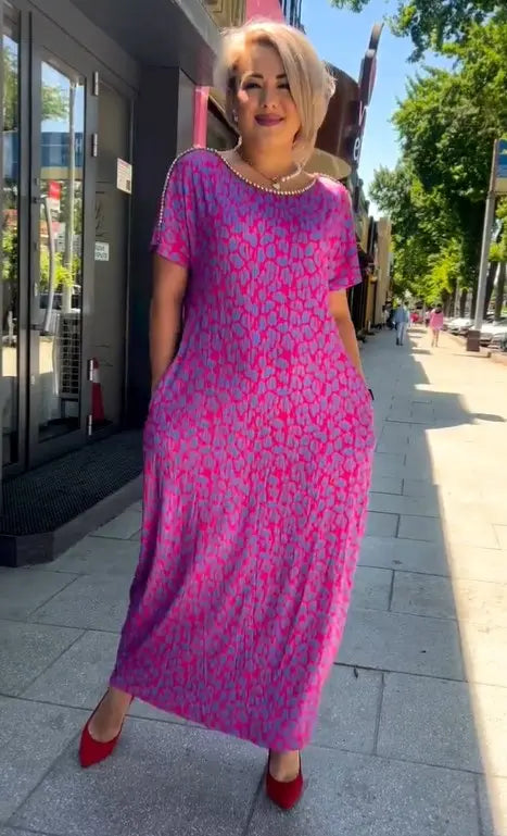 👗👗【M-3XL】2024 Fashionable plus-size Print Dress-2