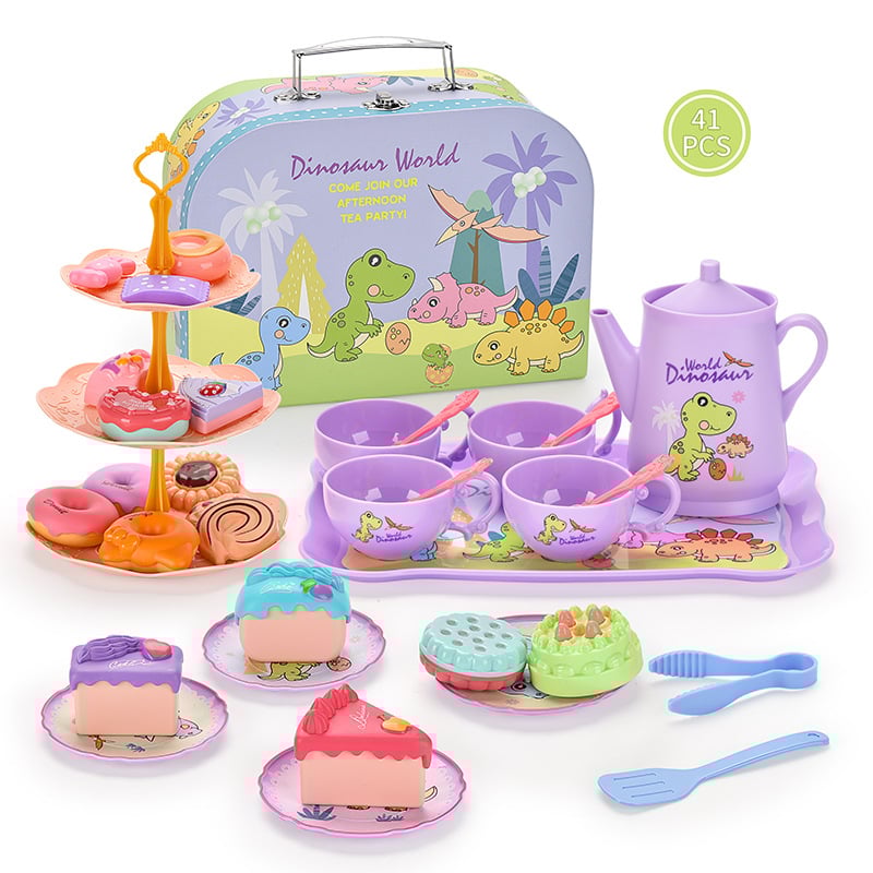🎁HOT SALE 49% OFF🎁Unicorn Castle Pretend Tin Teapot and dessert rack set-11