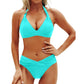 Only £11.99 Last Day Promotion!🎁🔥Flattering Two-Piece Bikini Set – Push-Up Halter & V-Cut Bottom