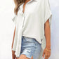 🔥Hot Sale 50% Off💥🎁Women's Casual Button Short Sleeve Slit Hem Shirt Solid Color Tops