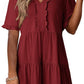💃2026 Summer Hot Sale 49% OFF🌈Women's V Neck Ruffle Casual A-Line Flowy Swing Shift Dress