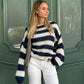 💃HOT SALE 49% OFF🍂Women's Casual Loose Striped Oversized Sweater-16