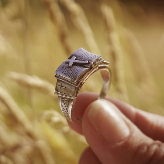 🔥LAST DAY ONLY 49% OFF✝️Handcrafted Bible Ring with Cross – A Sacred Companion of Faith