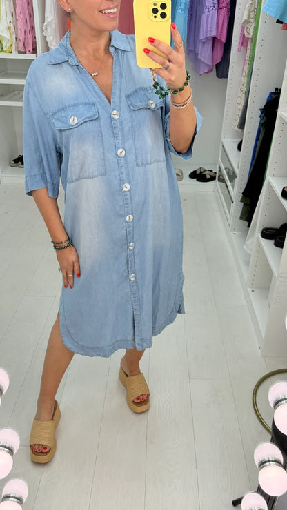 💥Last Day Special Sale 50% OFF💝✨Denim Button Long Shirt Maxi Dress