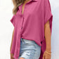 🔥Hot Sale 50% Off💥🎁Women's Casual Button Short Sleeve Slit Hem Shirt Solid Color Tops