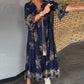 🔥Summer Hot Sale 49% OFF🔥Loose-Fitting Vintage V-neck Dress-1