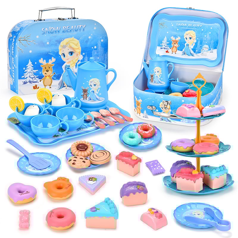 🎁HOT SALE 49% OFF🎁Unicorn Castle Pretend Tin Teapot and dessert rack set-13