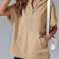2024 Oversized Casual Half Zip Short Sleeve Pullover Tops with Pockets-1