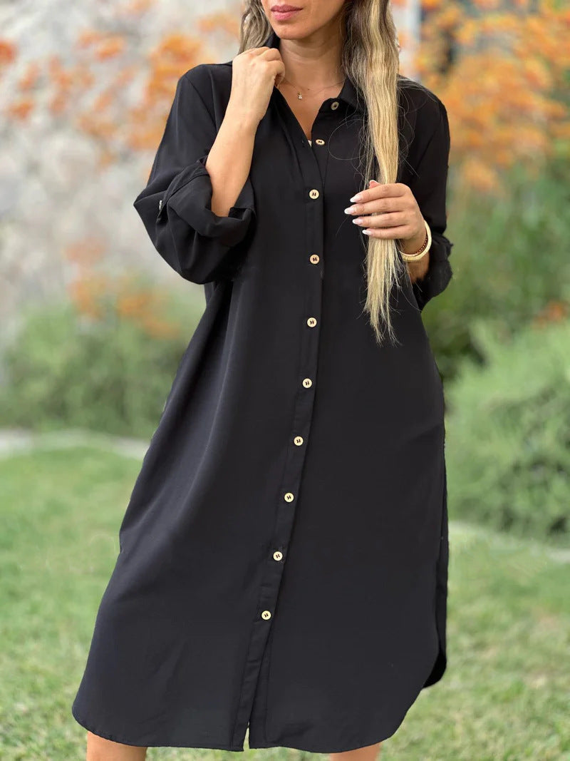 🔥LAST DAY 49% OFF🔥Women's Casual Lapel Solid Color Shirt Coat-9