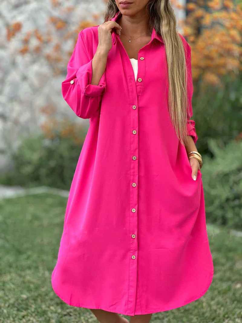 🔥LAST DAY 49% OFF🔥Women's Casual Lapel Solid Color Shirt Coat-3