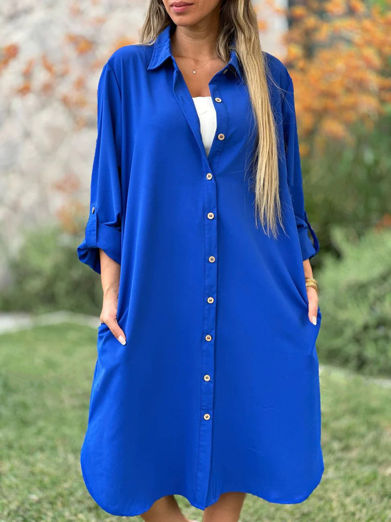 🔥LAST DAY 49% OFF🔥Women's Casual Lapel Solid Color Shirt Coat-13