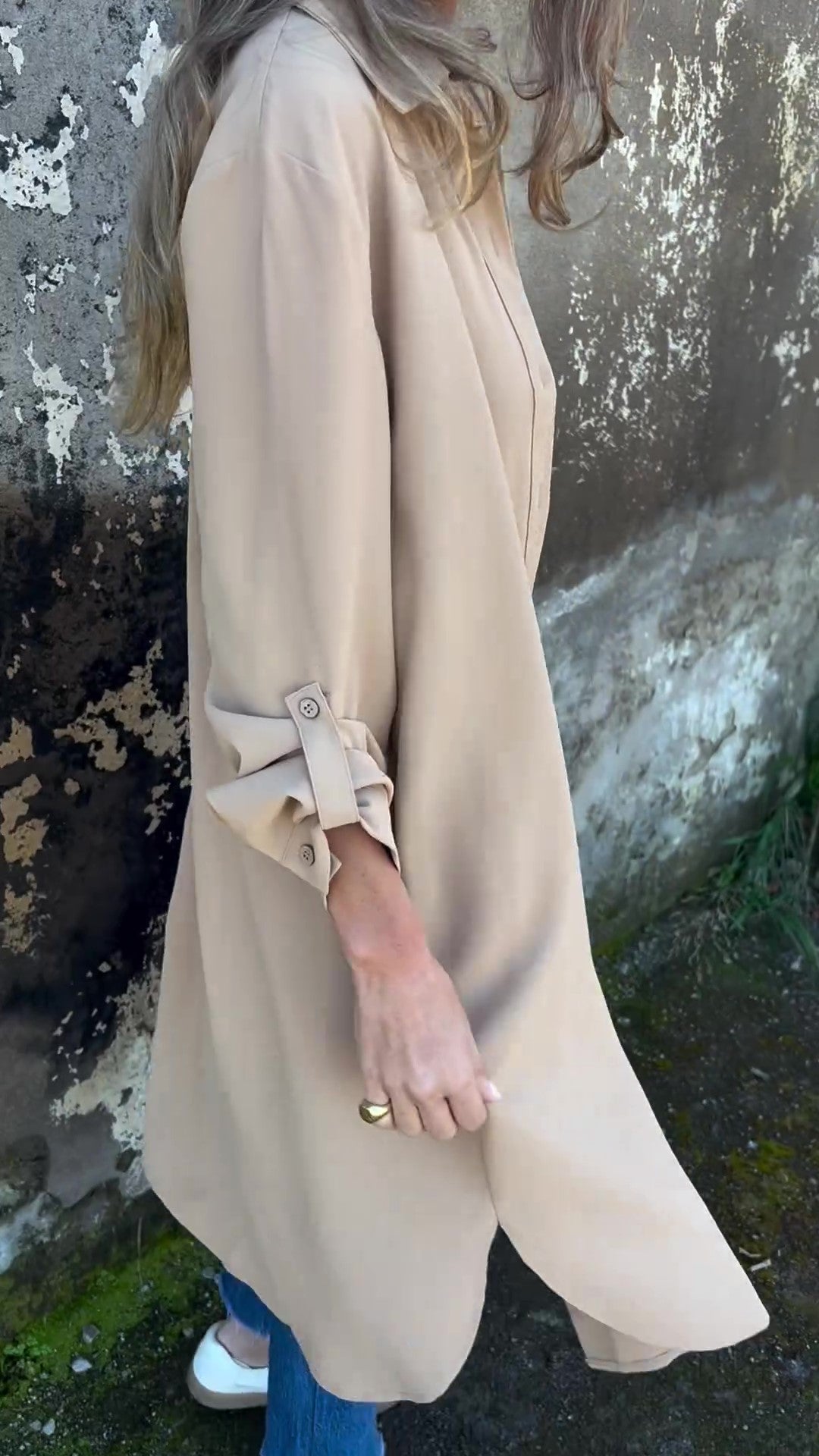🔥LAST DAY 49% OFF🔥Women's Casual Lapel Solid Color Shirt Coat-5