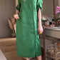 NEW🔥 2025 Women's Solid Color Round Neck Split Mid-Length Casual Dress