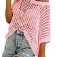💥💥This Week's Special Price💥Women's Summer Scoop Neck ShortSleeve Sweater Casual Crochet Hollow Out KnitTops