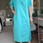 NEW🔥 2025 Women's Solid Color Round Neck Split Mid-Length Casual Dress