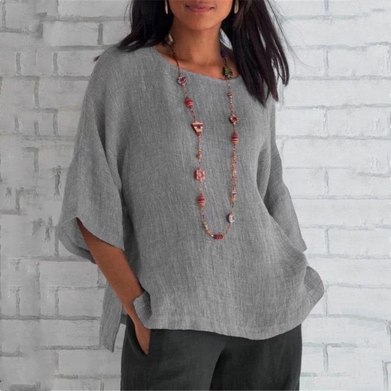 ⏰ Last Day Promotion 49% OFF💕Fashion solid color cotton linen top✨-2