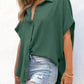 🔥Hot Sale 50% Off💥🎁Women's Casual Button Short Sleeve Slit Hem Shirt Solid Color Tops