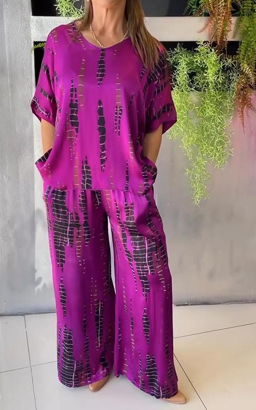 🔥Summer Sale 49% OFF💝Satin Casual Crew Neck Two-piece Suit ✨-4